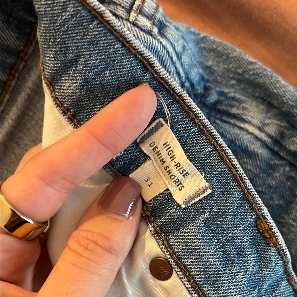 Madewell Blue Distressed Jean Shorts - Picture 3 of 4